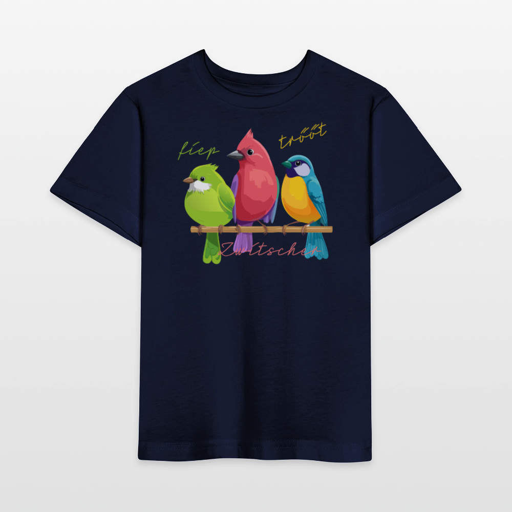 Kinder T-Shirt MINI mit Zwitschergäng Print - Navy
