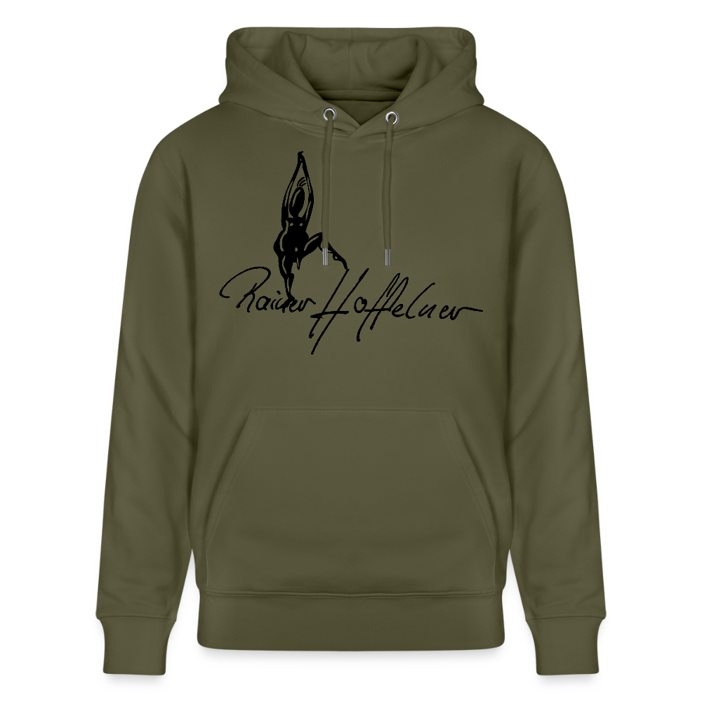 Unisex Bio-Hoodie mit TUSCHEMÄNNCHEN PRINT - Khaki Grün
