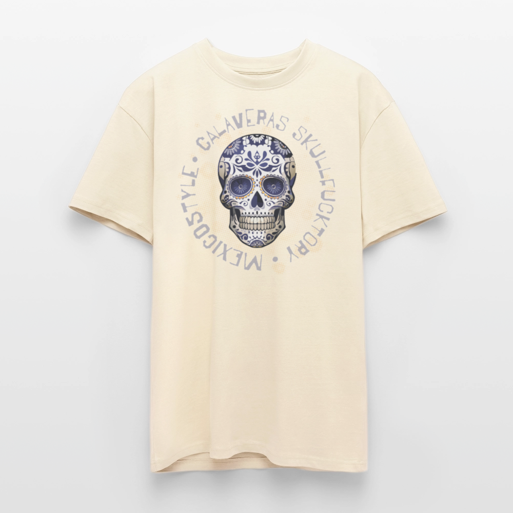 Heavy Oversize T-Shirt mit CALAVERAS SKULL PRINT - Creme