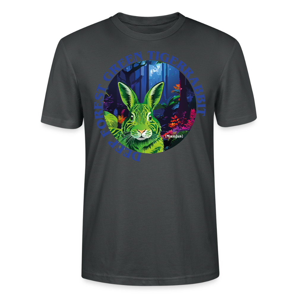 Unisex T-Shirt mit DEEP FOREST GREEN TIGERRABBIT PRINT Vorderseite - Anthrazit