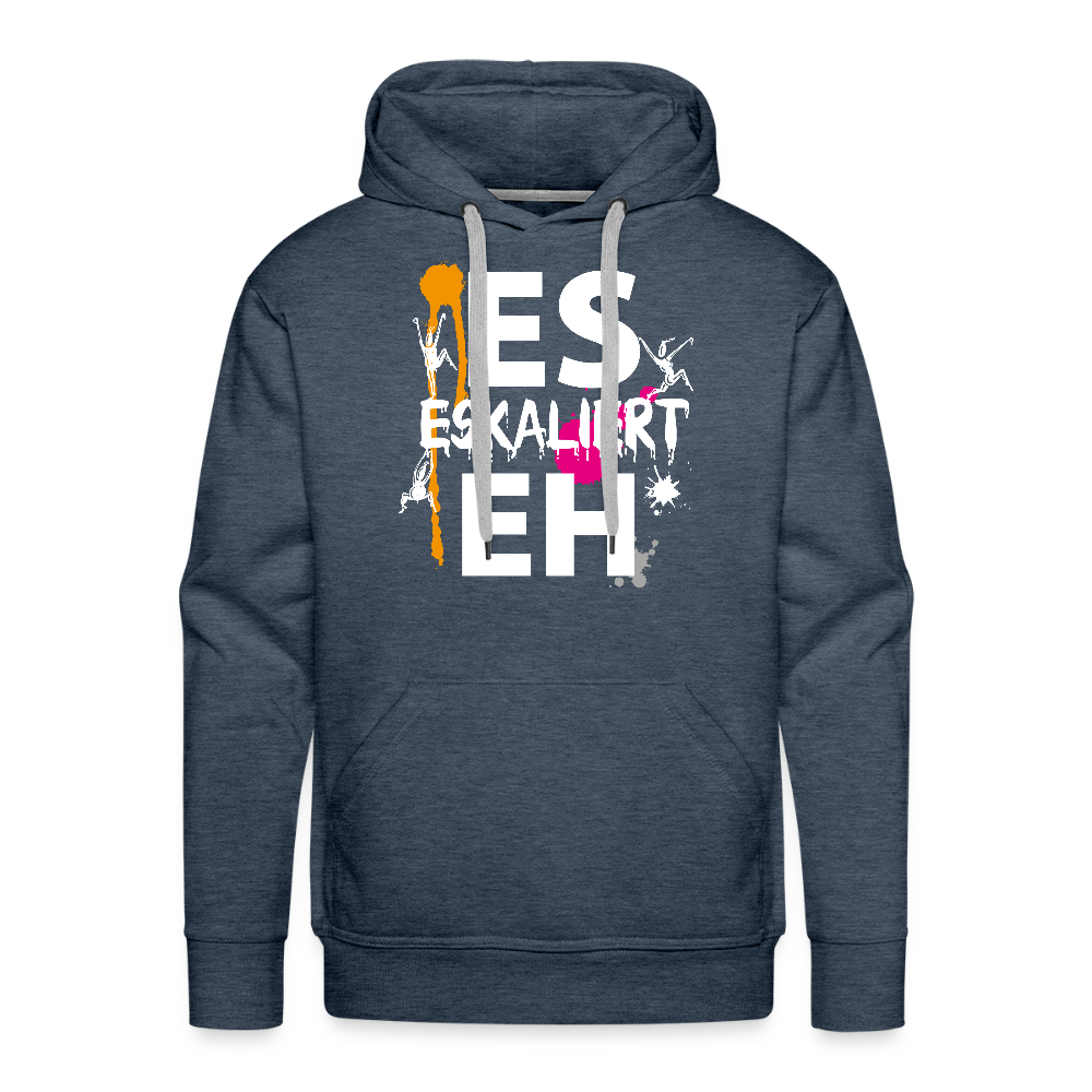 Männer Premium Hoodie mit ES ESKALIERT EH PRINT - Jeansblau