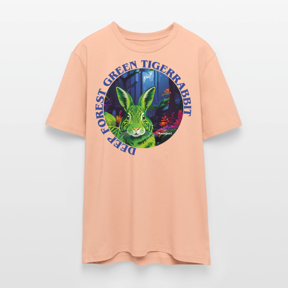 Unisex Bio-T-Shirt mit DEEP FOREST GREEN TIGERRABBIT PRINT Vorderseite - Pfirsich