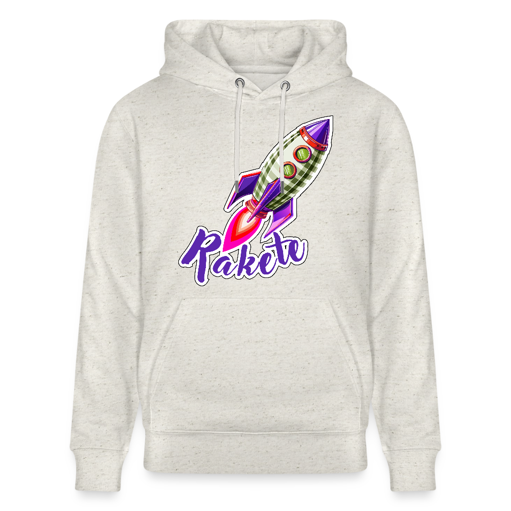 Unisex Hoodie mit RAKETE PRINT - Beige meliert