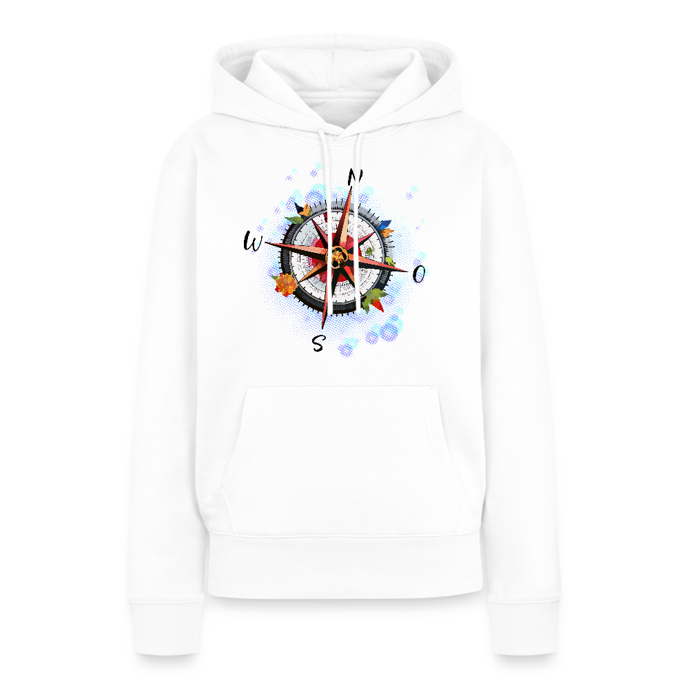 Frauen Premium Hoodie mit WINDROSE PRINT - Weiß