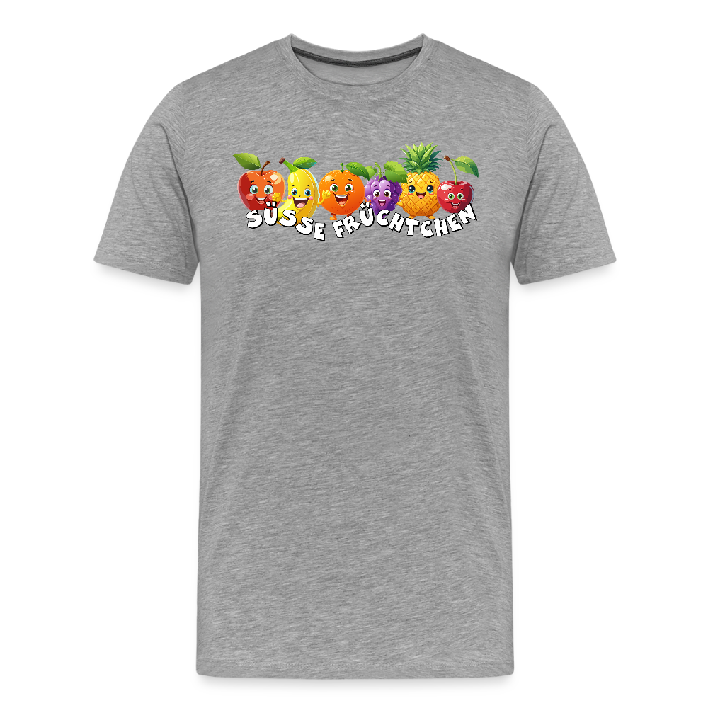 Männer Premium T-Shirt mit SÜSSE FRÜCHTCHEN PRINT - Grau meliert