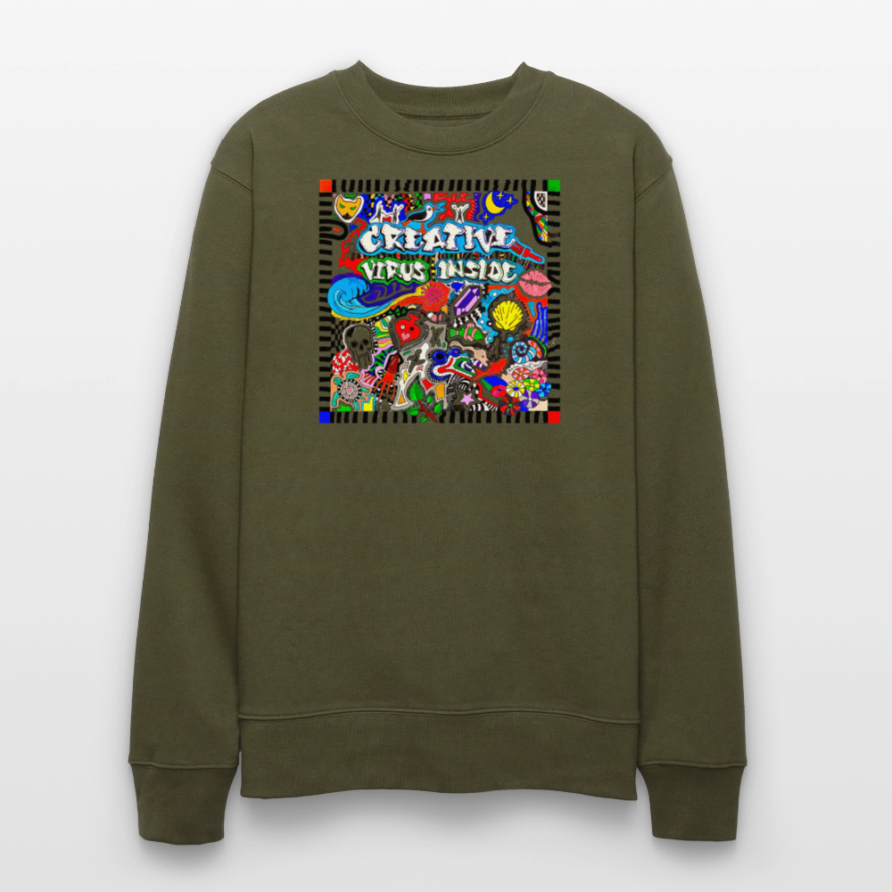 Unisex Bio-Sweatshirt mit CREATIVE VIRUS INSIDE PRINT - Khaki
