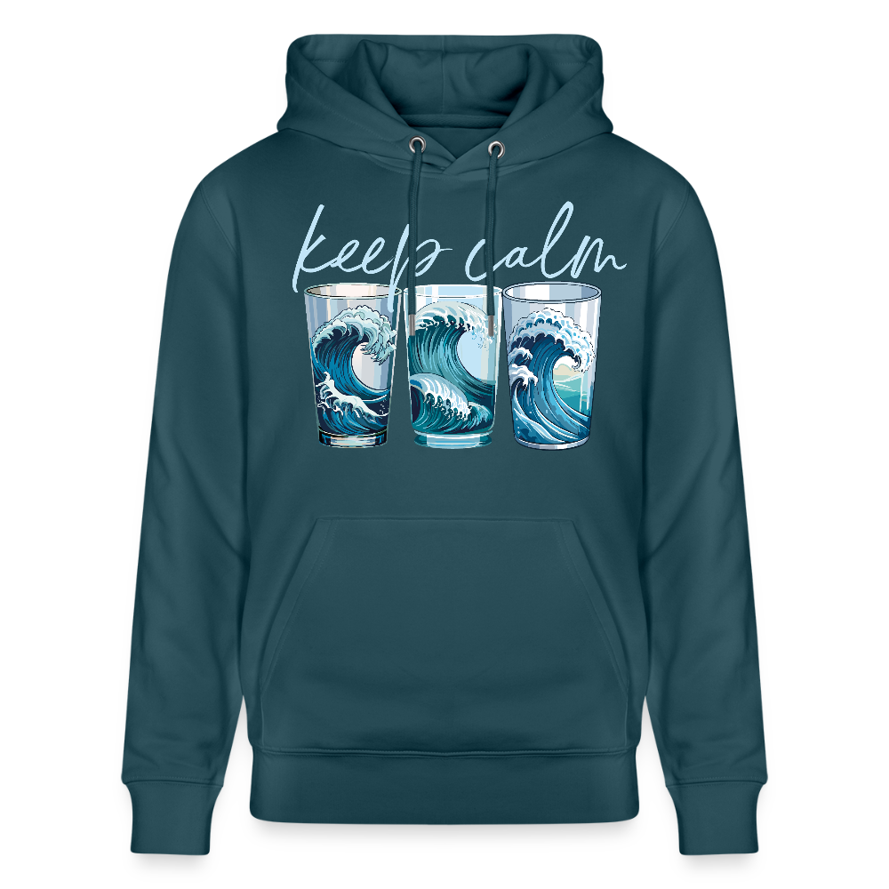 Unisex Bio-Hoodie mit KEEP CALM PRINT - Dunkles Petrol