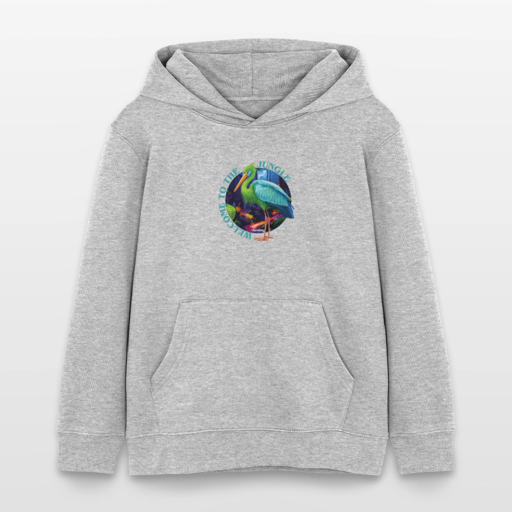 MNJS KIDS Bio-Hoodie mit WELCOME TO THE JUNGLE PRINT - Grau meliert