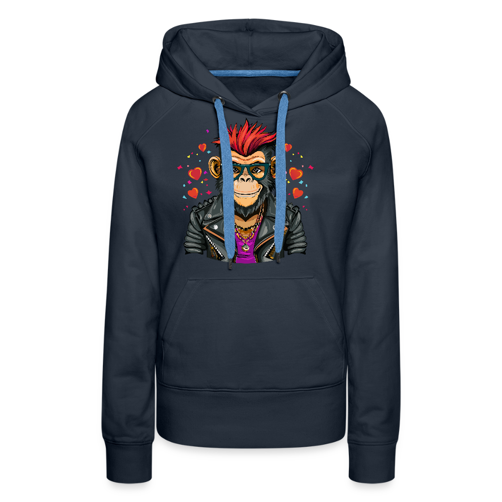 Frauen Premium Hoodie mit MONKEY IN LOVE PRINT - Navy