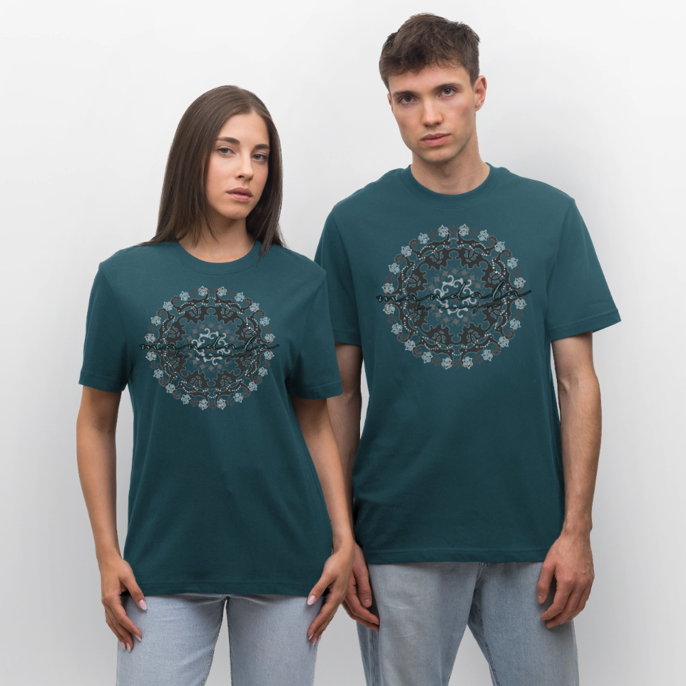 Unisex Bio-T-Shirt mit BLACK MANDALA PRINT - Dunkles Petrol