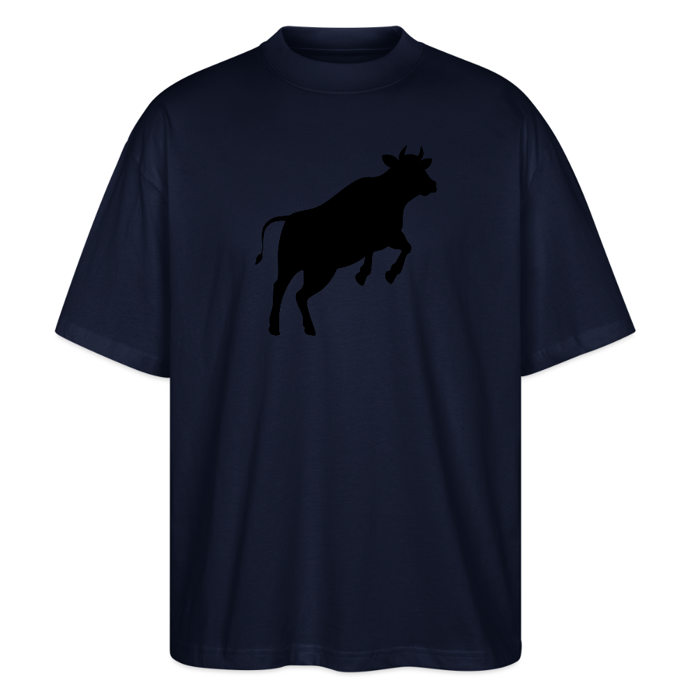 Oversized Unisex T-Shirt mit JUMPING COW PRINT - Navy