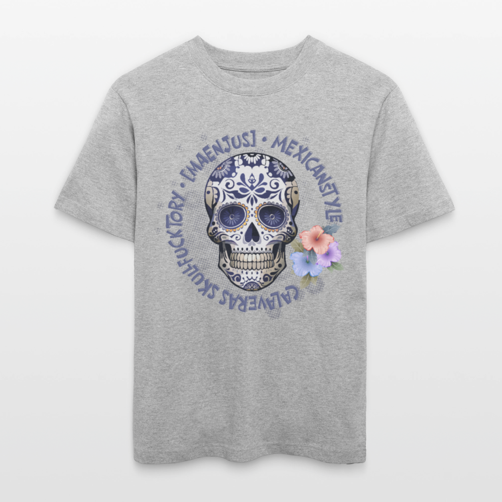 Relaxed Fit Unisex Bio-T-Shirt mit MAENJUS MEXICANSTYLE PRINT Vorderseite - Grau meliert