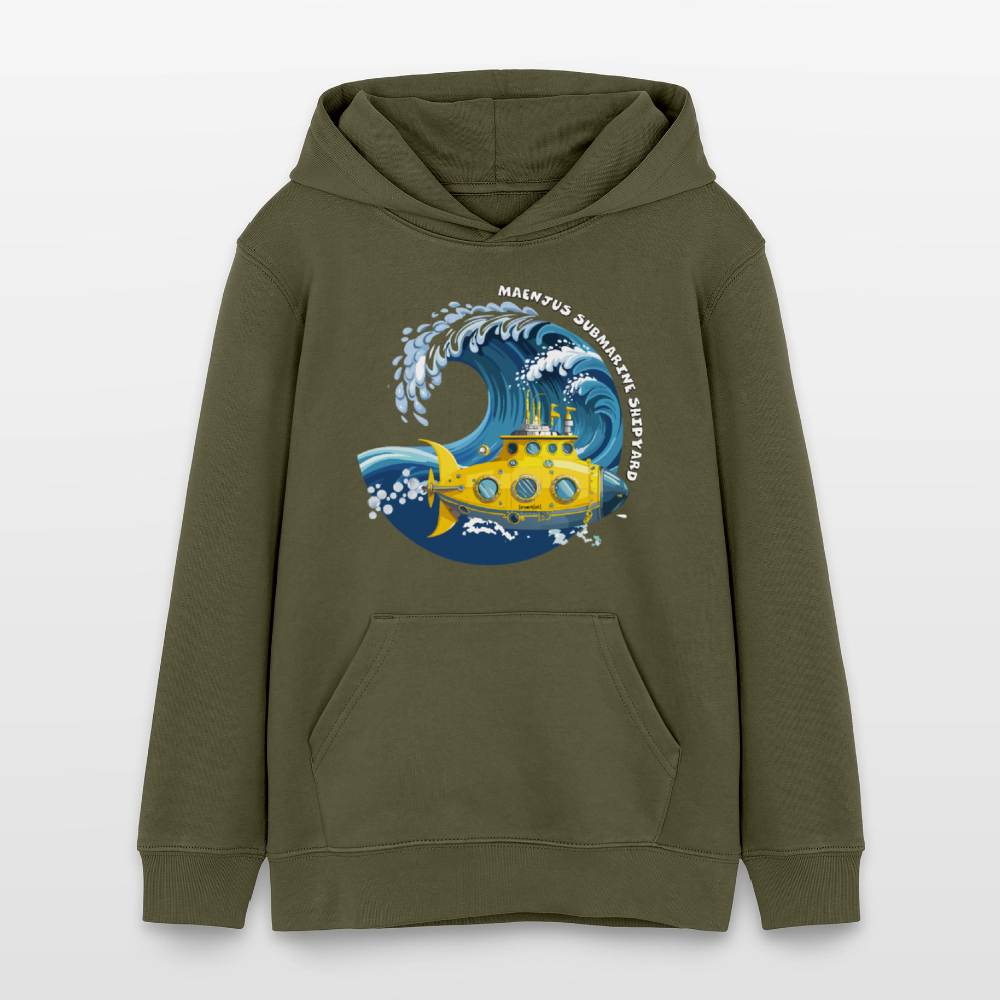 Teens Bio-Hoodie mit MAENJUS SUBMARINE SHIPYARD PRINT - Khaki