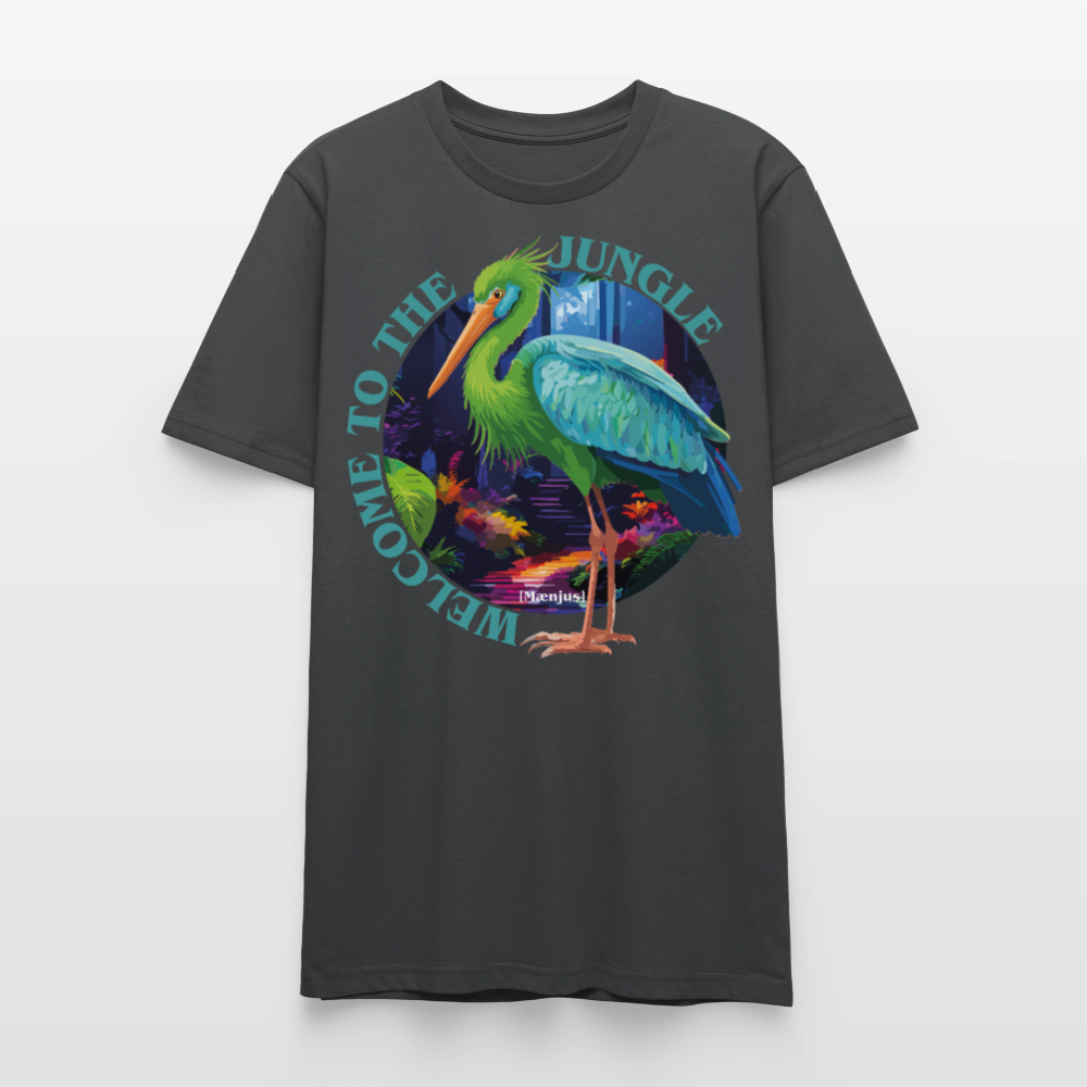 Unisex T-Shirt mit WELCOME TO THE JUNGLE PRINT Vorderseite - Anthrazit