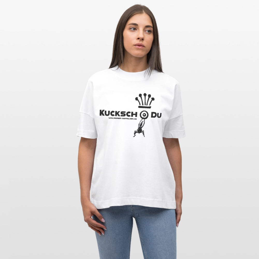 Oversized Unisex T-Shirt mit KUCKSCH DU PRINT - Weiß