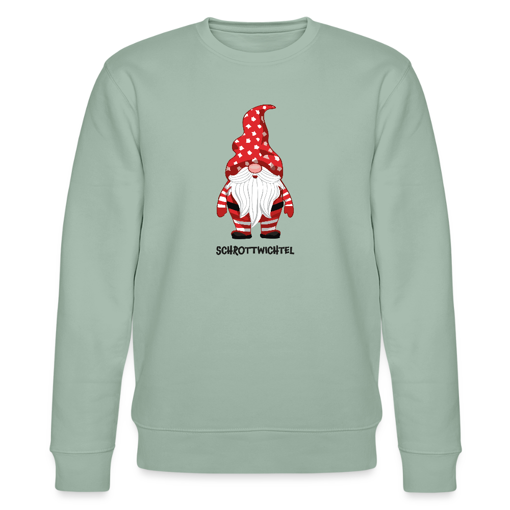 Unisex Bio-Sweatshirt mit SCHROTTWICHTEL PRINT - Helles Graugrün