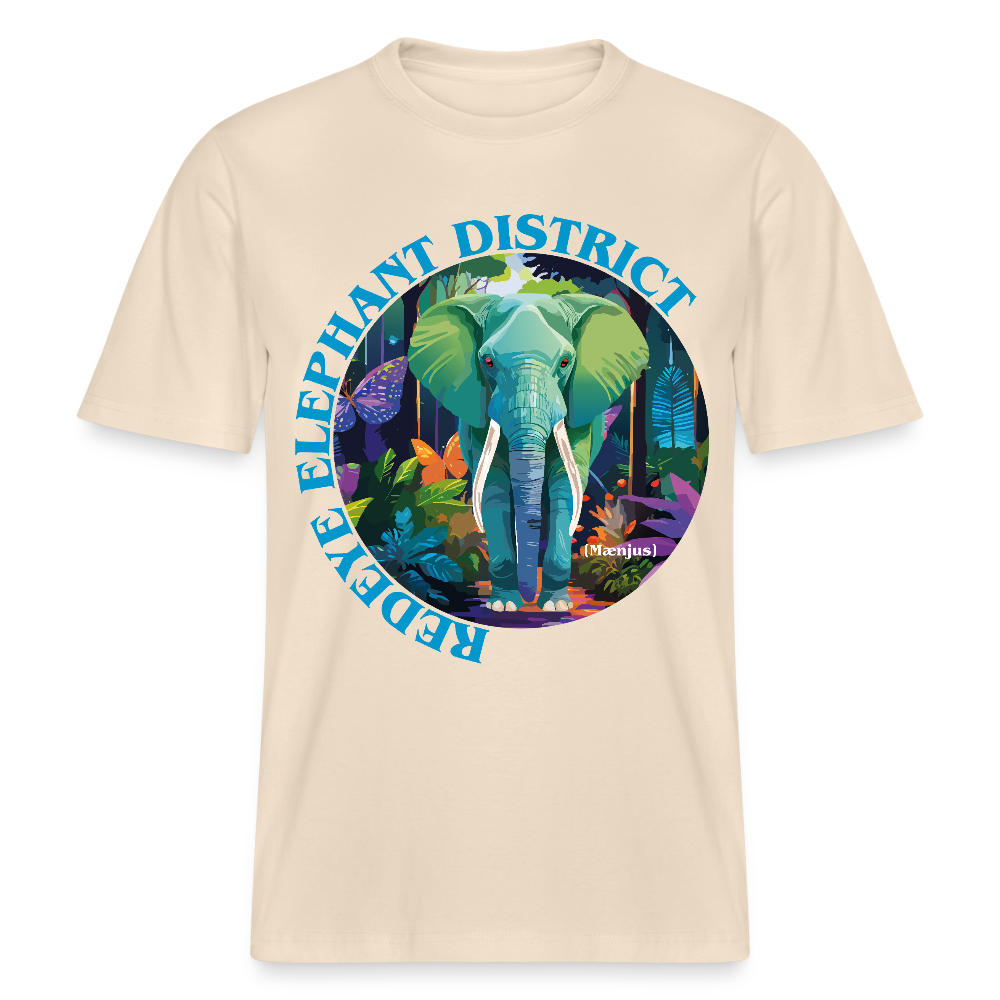 Relaxed Fit Unisex Bio-T-Shirt mit REDEYE ELEPHANT DISTRICT PRINT Vorderseite - Weißgrau