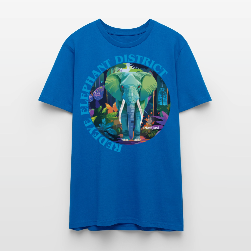 Unisex T-Shirt mit REDEYE ELEPHANT DISTRICT PRINT Vorderseite - Pfauenblau