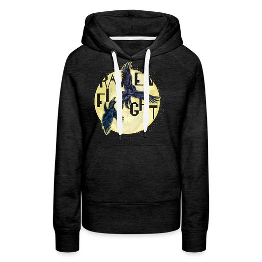Frauen Premium Hoodie mit RAVENS FIGHT PRINT - Anthrazit