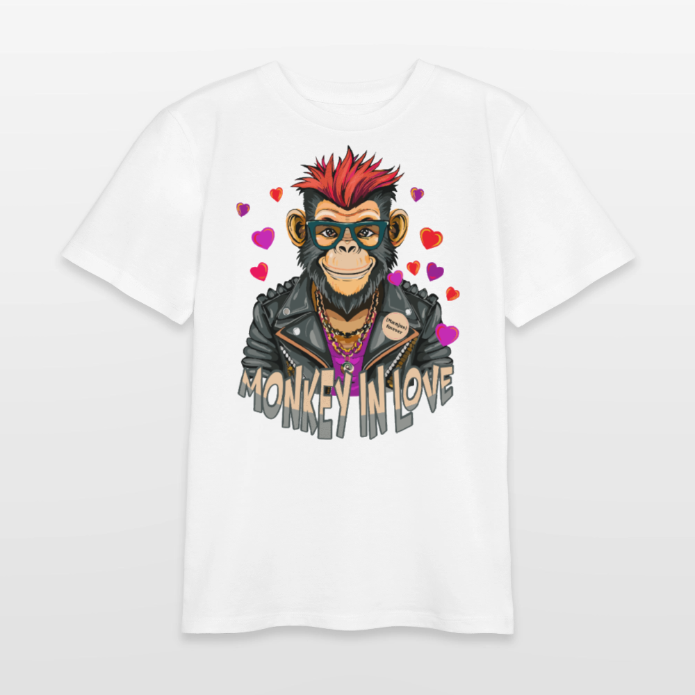 MNJS TEENS Bio T-Shirt mit MONKEY IN LOVE PRINT - Weiß