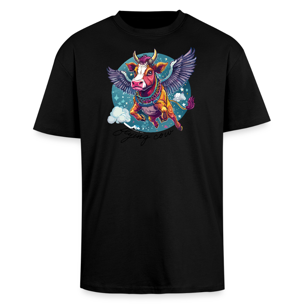 Heavy Oversize T-Shirt mit FLYING COW PRINT - Schwarz