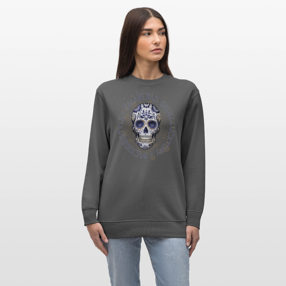 Unisex Bio-Sweatshirt mit CALAVERAS SKULL PRINT - Anthrazit