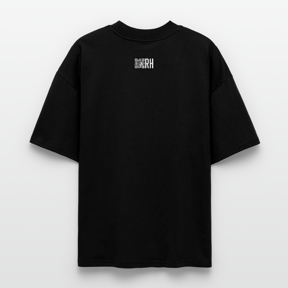 Oversized Unisex Bio T-Shirt mit BÄM PRINT Vorderseite - Schwarz