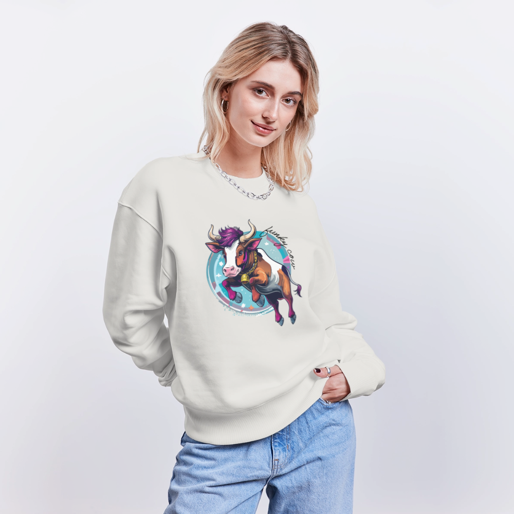 Unisex Oversize Pullover mit FUNKY COW PRINT - OFF WHITE