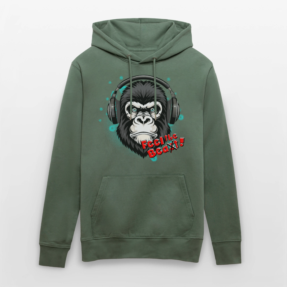 Unisex Hoodie mit FEEL THE BEA(S)T PRINT - Tanngrün