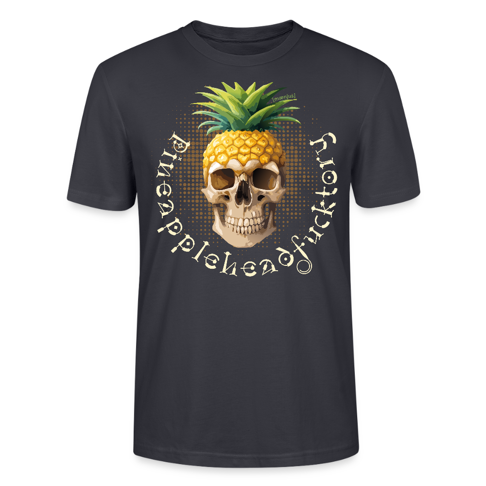 Unisex T-Shirt mit PINEAPPLEHEAD SKULL PRINT Vorderseite - Dunkles Graublau