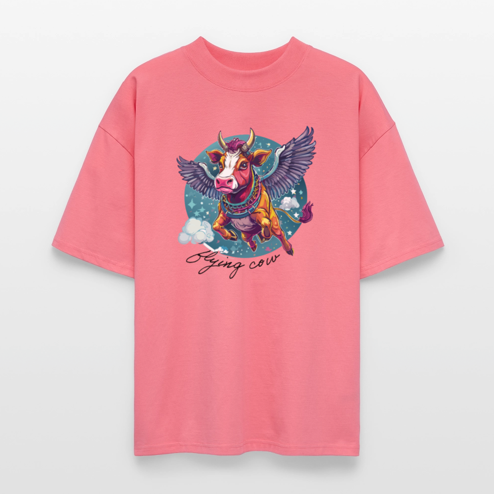Oversized Unisex T-Shirt mit FLYING COW PRINT - Pink