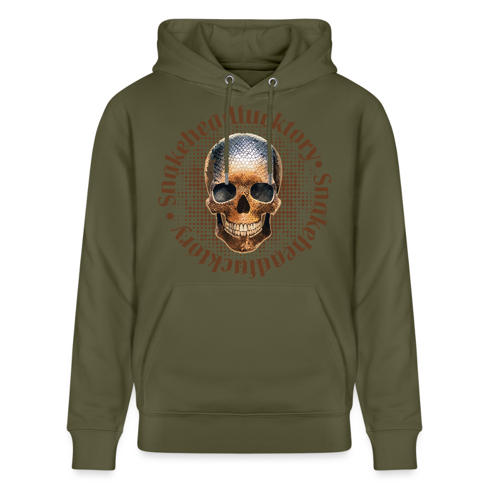 Unisex Hoodie mit SNAKEHEAD SKULL PRINT - Khaki Grün