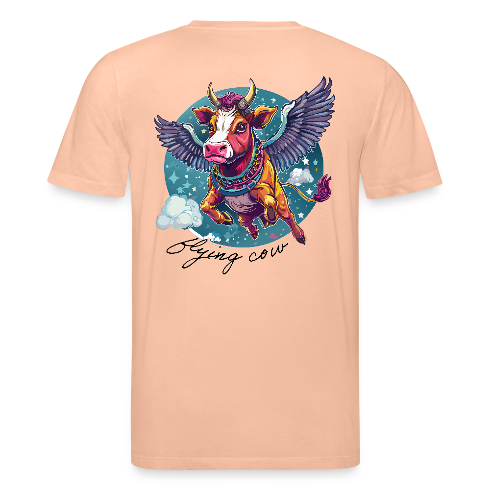 Unisex Bio-T-Shirt mit Flying Cow Print Rückseite - Pfirsich