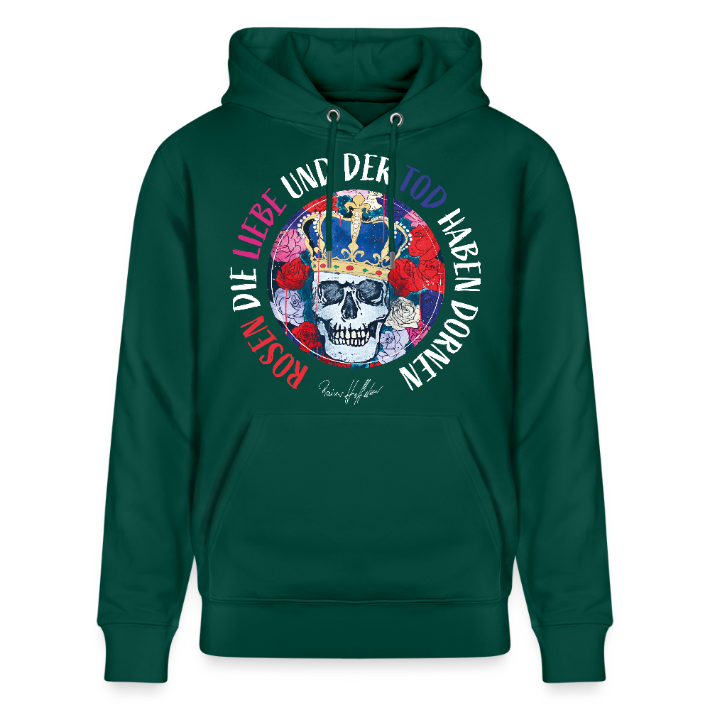 Unisex Hoodie mit ROSEN DIE LIEBE UND DER TOD HABEN DORNEN PRINT - Forest
