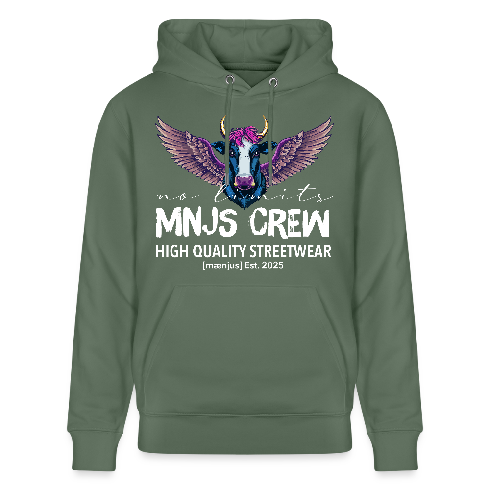 Unisex Bio-Hoodie mit MNJS CREW no limits PRINT - Tanngrün
