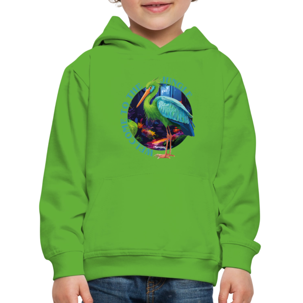 MNJS KIDS Premium Hoodie mit WELCOME TO THE JUNGLE PRINT - Hellgrün
