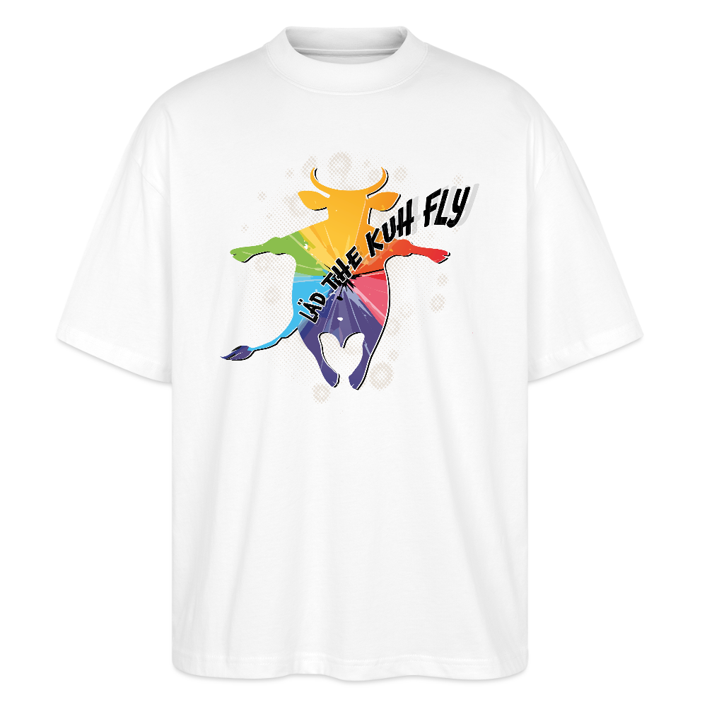Oversized Unisex T-Shirt mit LÄDEN THE KUH FLY PRINT - Weiß