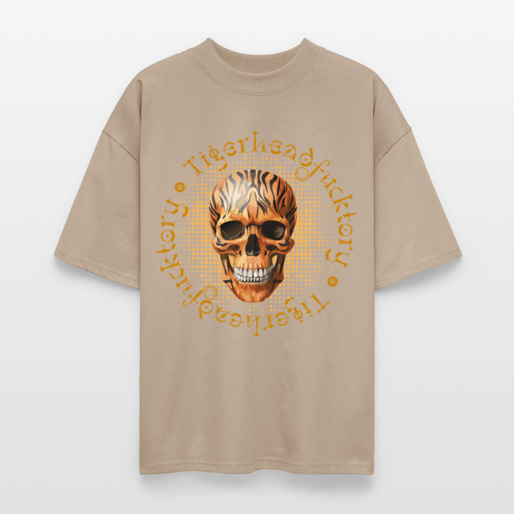 Oversized Unisex T-Shirt mit TIGERHEAD SKULL PRINT - Steingrau
