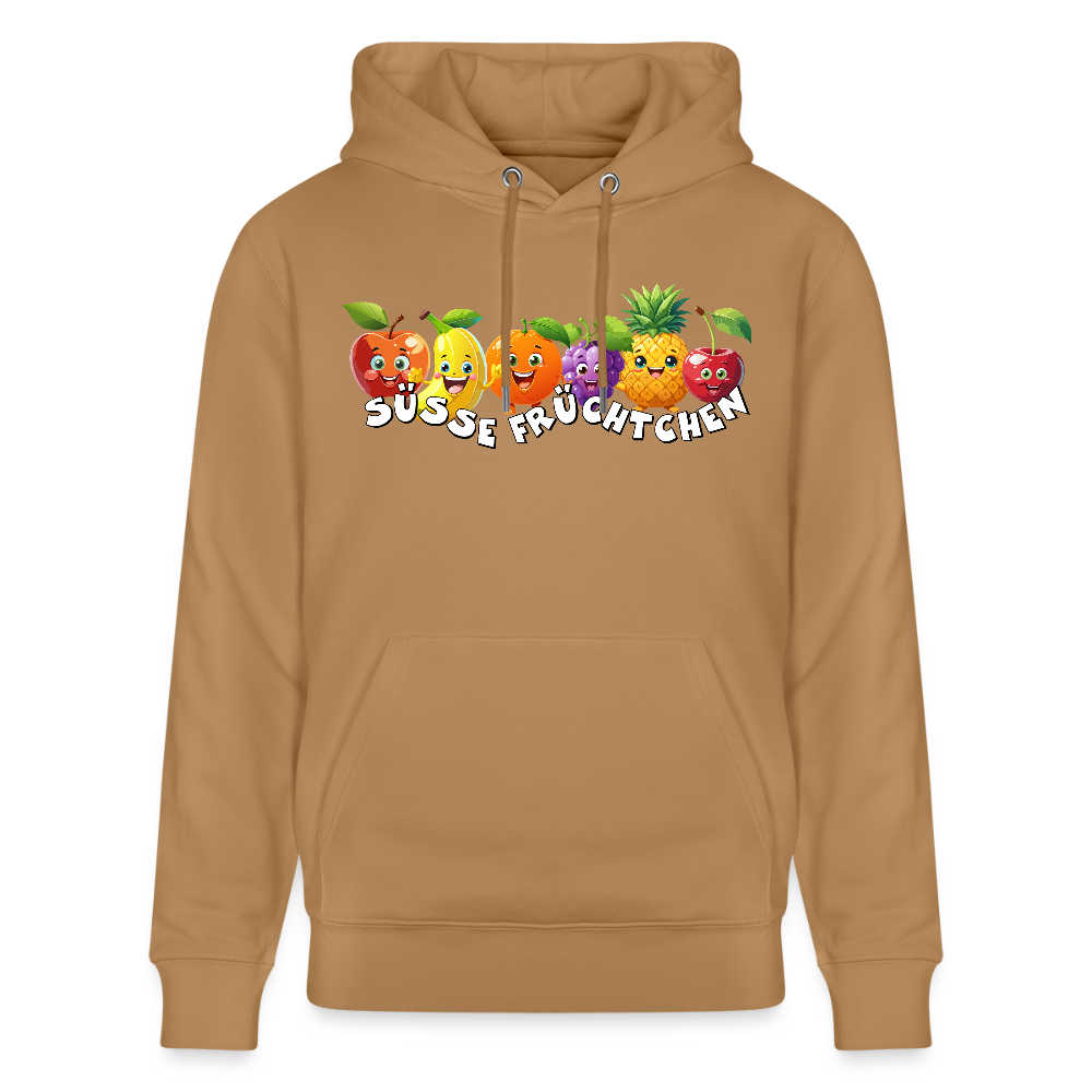 Unisex Hoodie mit SÜSSE FRÜCHTCHEN PRINT - Karamell