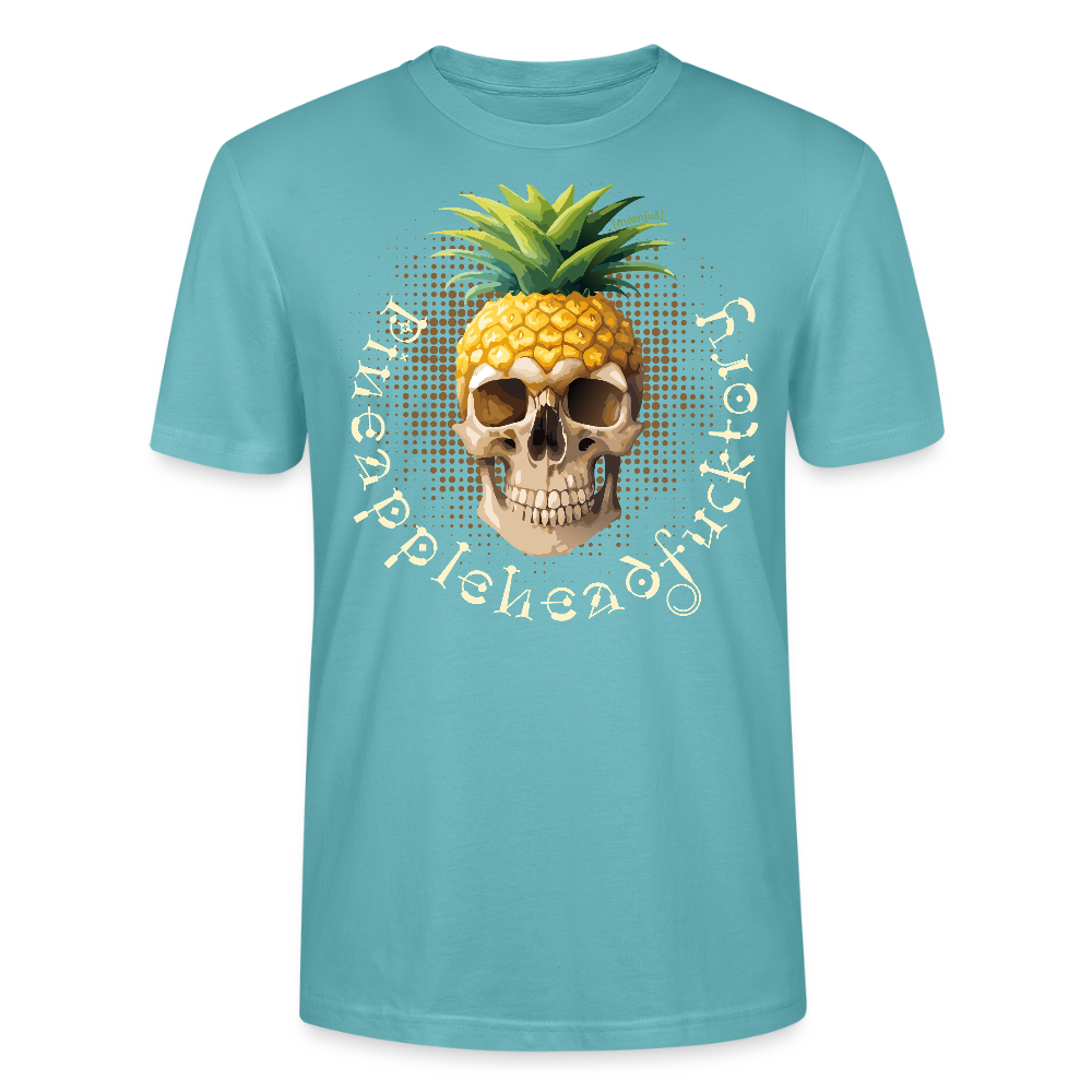 Unisex T-Shirt mit PINEAPPLEHEAD SKULL PRINT Vorderseite - Pastelltürkis