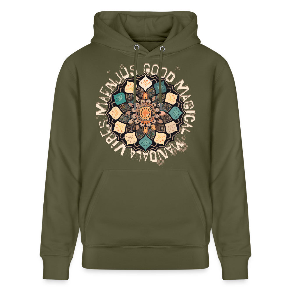 Unisex Bio-Hoodie mit MANDALA VIBES PRINT - Khaki Grün