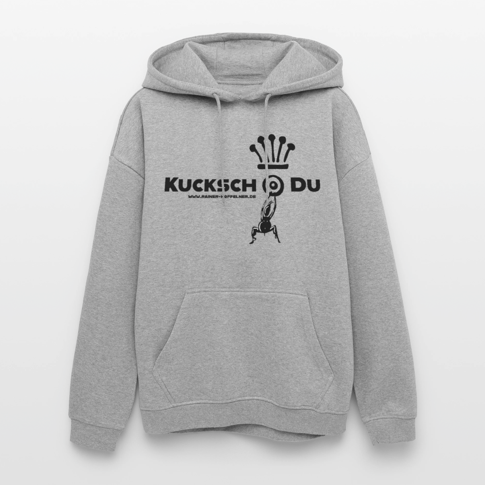 Oversized Unisex Hoodie mit KUCKSCH DU PRINT - Grau meliert