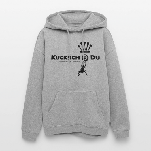 Oversized Unisex Hoodie mit KUCKSCH DU PRINT - Grau meliert