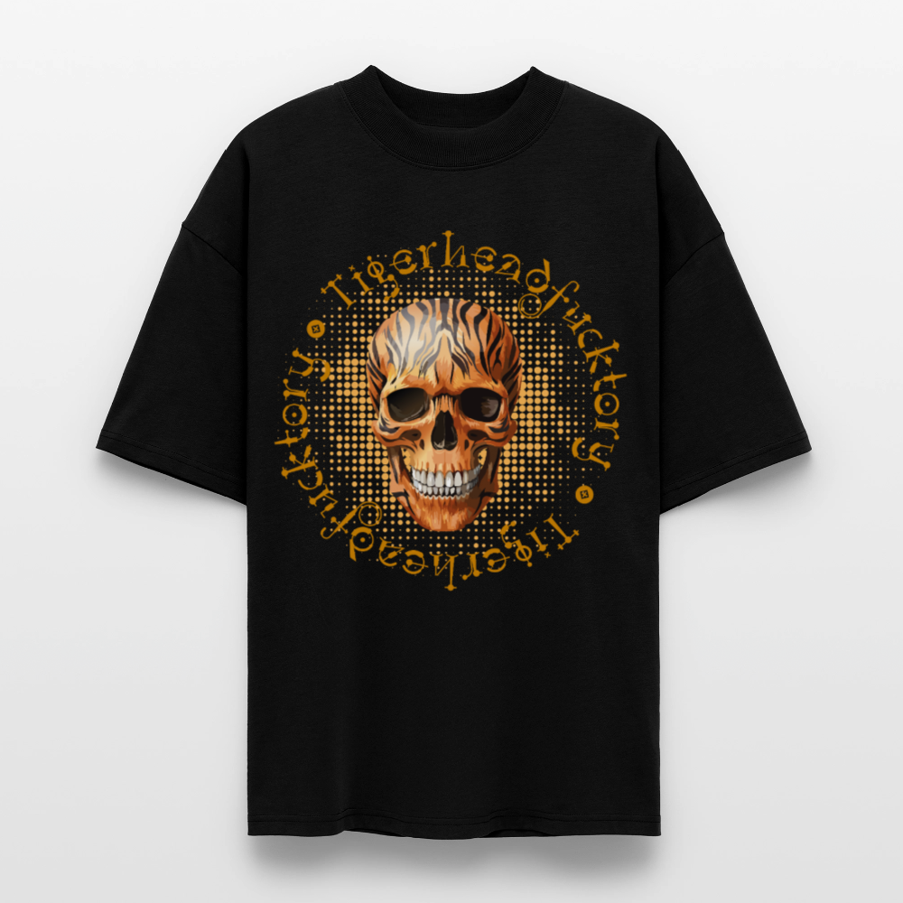 Oversized Unisex T-Shirt mit TIGERHEAD SKULL PRINT - Schwarz