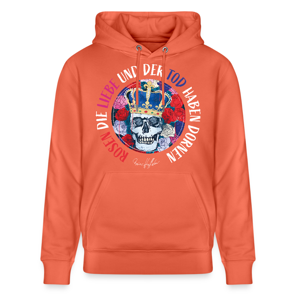 Unisex Hoodie mit ROSEN DIE LIEBE UND DER TOD HABEN DORNEN PRINT - Hellrot