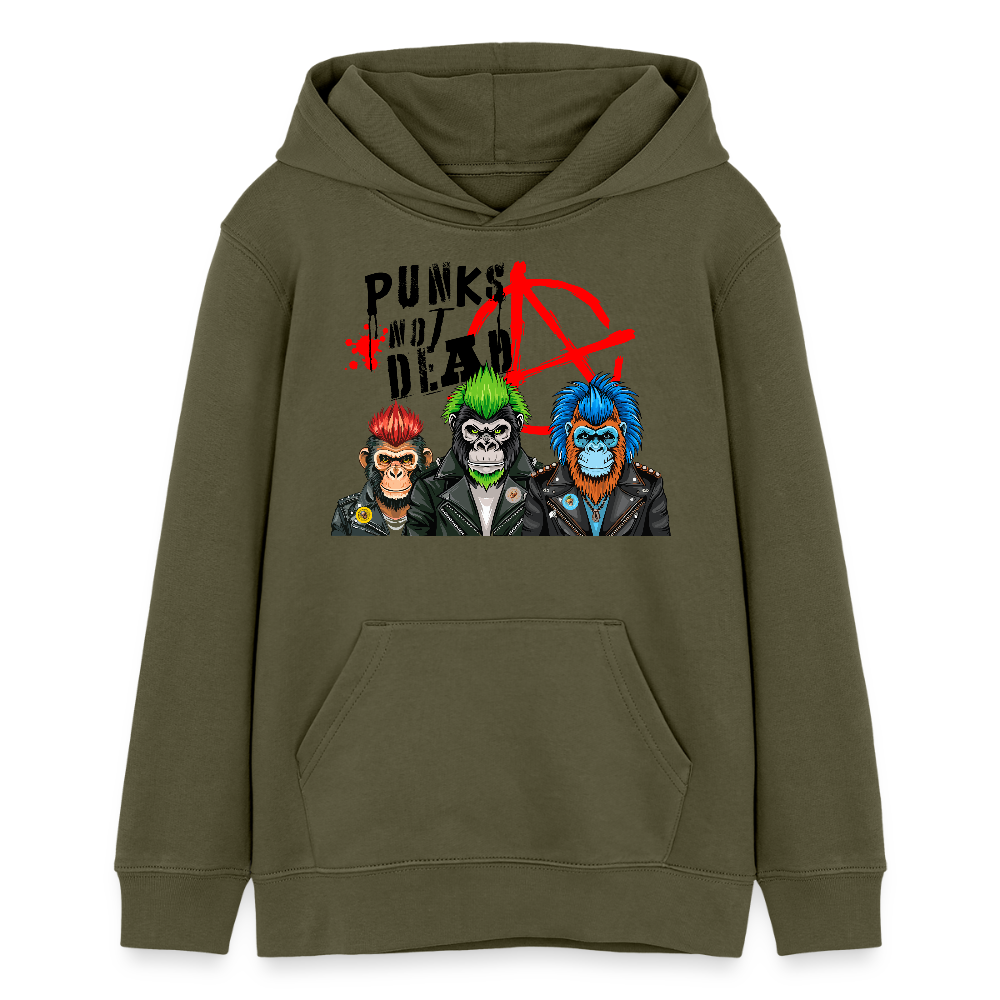 MNJS TEENS Bio-Hoodie mit PUNKS NOT DEAD PRINT - Khaki