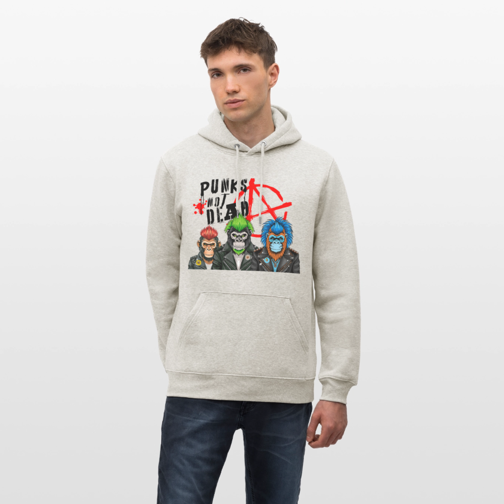 Unisex Hoodie mit PUNKS NOT DEAD PRINT - Beige meliert