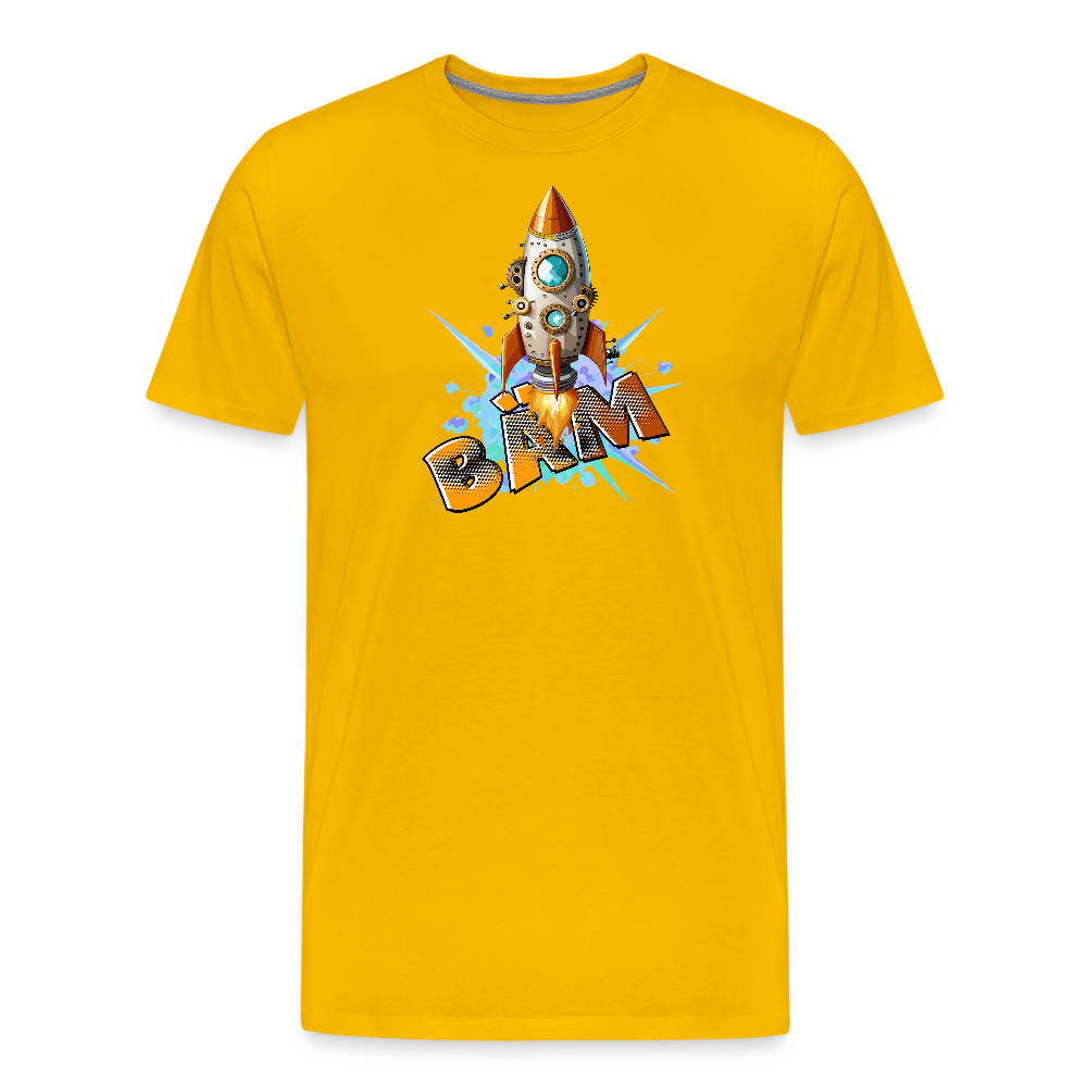 Männer Premium T-Shirt mit RAKETE PRINT - Sonnengelb