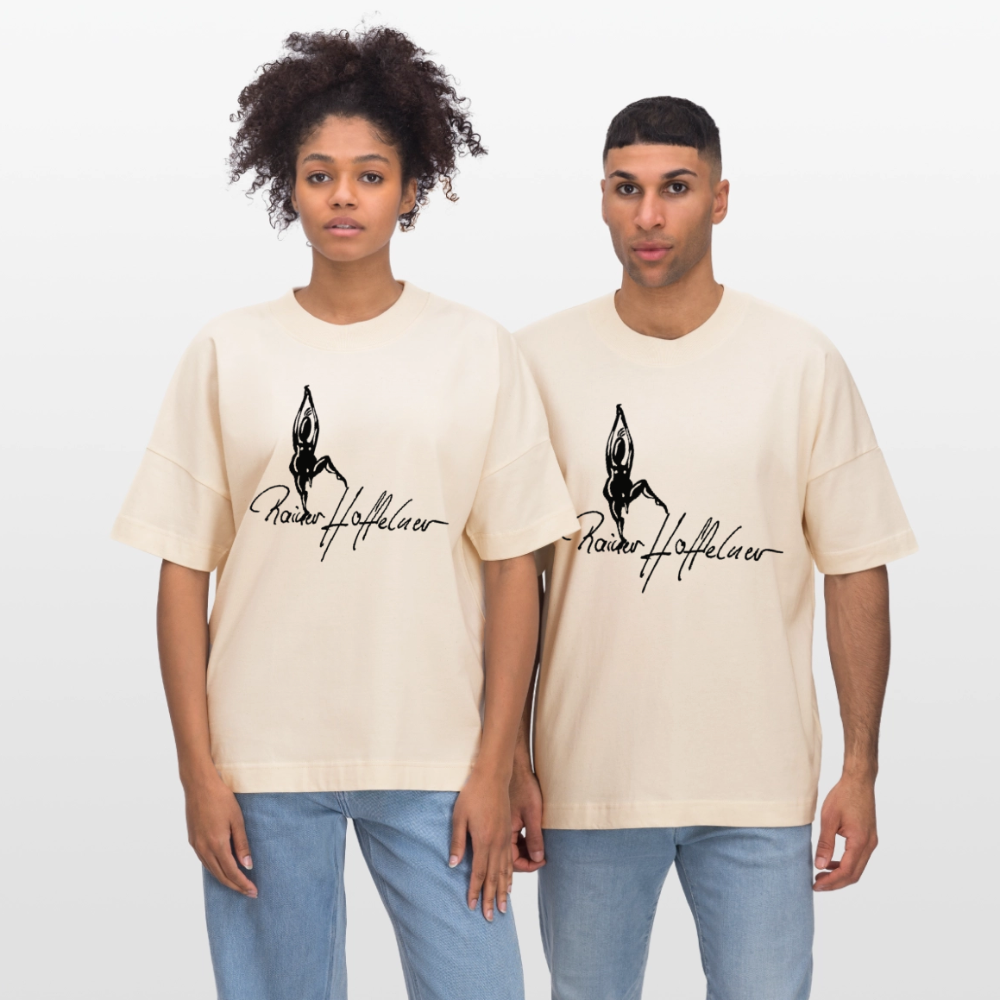 Oversized Unisex T-Shirt mit TUSCHEMÄNNCHEN PRINT - Weißgrau