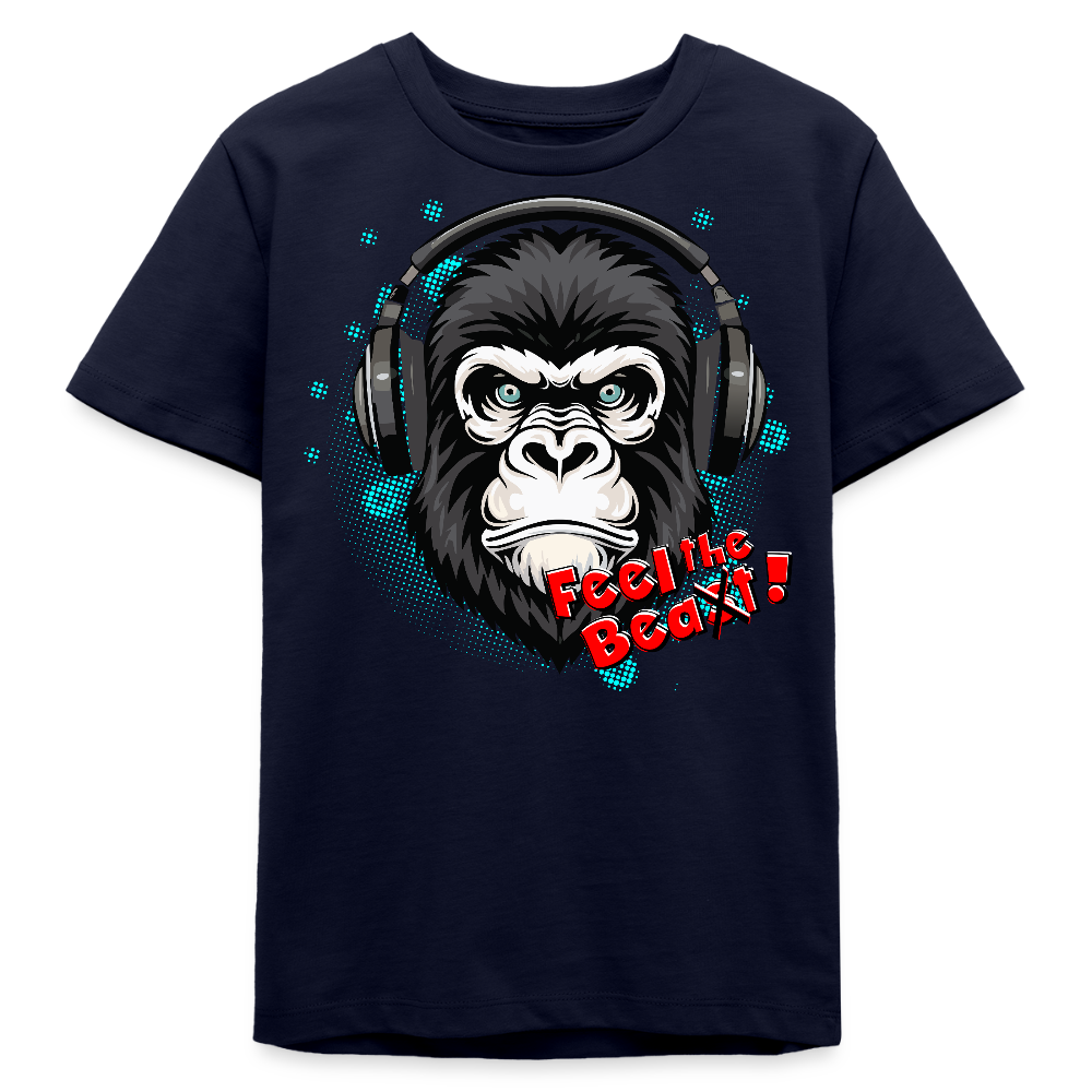 MNJS TEENS Bio T-Shirt mit FEEL THE BEA(S)T PRINT - Navy